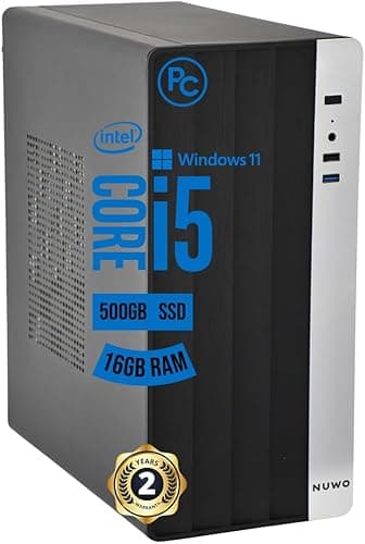 Pc Fisso i5 intel core Cpu fino a 3.40ghz, 16gb Ram, Ssd da 500gb, Wifi Incluso USB, Windows 11 Pro, Office 2019, Computer PC Desktop completo per ufficio,casa pronto all'uso