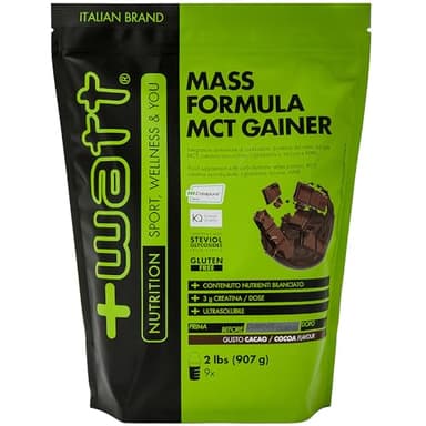 Mass Formula MCT gainer - Sostegno per i Tuoi Workout Più Intensi - Formato: 2 lb (907 g) - Gusto Cacao