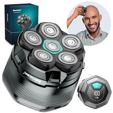 kensen Rasoio Elettrico Testa Calva Uomo 6D Rasoio Capelli Uomo 0 mm 160 Minuti di Autonomia Rasoio Testa Calva Fluttuante Impermeabile Cordless con Rasoio Testa Magnetiche & Porta di Carica USB-C