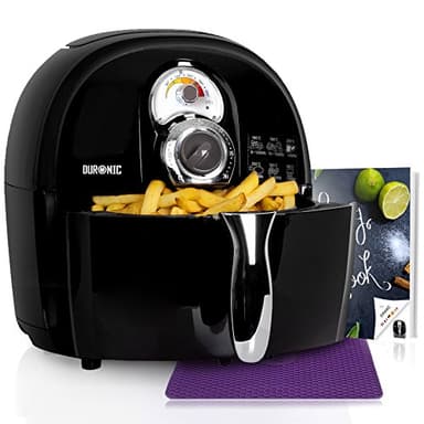 Duronic AF1 /BK Friggitrice ad Aria 1500 W – Friggitrice senza olio – Robot da cucina multifunzionale per friggere con libro di ricette - Ideale per friggere, grigliare, arrostire e cottura al forno