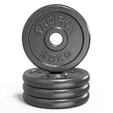 PROIRON Dischi Pesi Piastre Ghisa Peso Impostato 1.25kg, 2,5 kg, 5 kg, 10 kg per manubri da 1 Pollice (2.5kg*4)