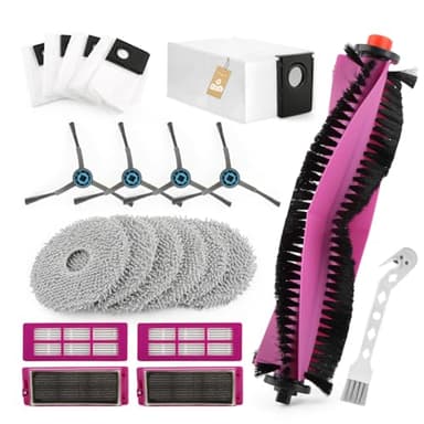 RongZy 20PCS Kit di Accessori per Eureka J15 PRO Ultra Robot Aspirapolvere Accessori con 1 Spazzole Principali, 4 Spazzole Laterali, 6 Panni Mop, 4 Filtri HEPA, 4 Sacchetti per la Polvere(XX)