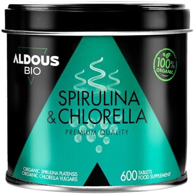 600 Compresse Spirulina e Clorella BIO per +3 Mesi - Alga Spirulina e Alga Clorella Ricchi di Clorofilla - Clorella e Spirulina Bio - Vegano - Saziante - Detox - Proteine Vegetali Senza Additivi