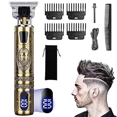 Tagliacapelli Uomo Professionale Tagliacapelli 0 mm Rasoio Elettrico Capelli con Display a LED e Ricarica USB Macchinetta Barba Cordless Hair Trimmer,Adatto a Bambini,Adulti e Barbiere (LED Dorato)