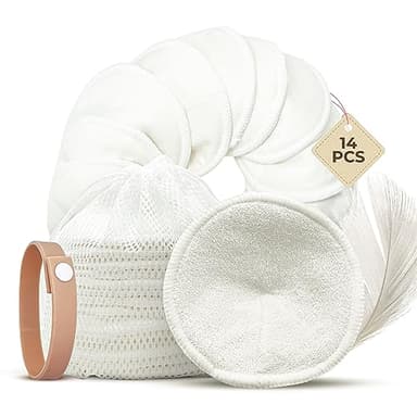 ComfortShells® Coppette Assorbilatte Lavabili in Fibra di Bambù – 14 Cuscinetti Riutilizzabili, Ultra Morbidi, Traspiranti e Antiallergici per Allattamento – Ecologici con Sacchetto per Lavaggio