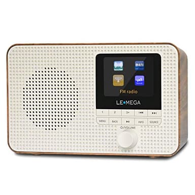 LEMEGA IR1 Radio Internet WIFI portatile,radio digitale DAB/DAB+/FM,Bluetooth,doppio allarme,sveglia,60 preselezioni,uscita cuffie,display a colori,batterie o alimentazione di rete - Finitura Noce