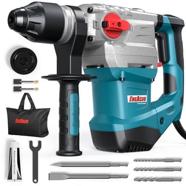 ENEACRO SDS-Plus Martello Perforatore 1500W, Potente Martello Demolitore 7J con Frizione di Sicurezza e Controllo delle Vibrazioni, 4 Funzioni, Inclusi Scalpelli, Punte e Borsa Attrezzi