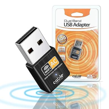 Chiavetta Wifi Usb Dual Band 2.4/5GHz, Antenna Wifi 600 mbps, Plug and Play, Adattatore di Rete Wireless per PC/Desktop/Tablet/Laptop, Compatibile con Windows, Mac OS X (da 10.9 fino a 10.15)