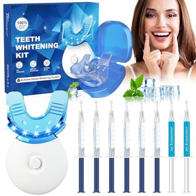Kit Sbiancante Denti Professionale Sbiancanti Denti - Sbiancante Denti Immediato Sbiancante Denti Led 6 Gel Sbiancamento Denti 2 Gel Desensibilizzanti Rimuove Macchie Profonde Sicuro per Denti