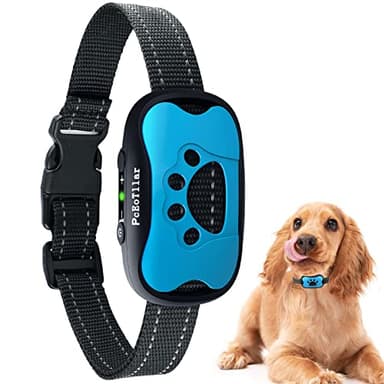 Collare Antiabbaio Cane, Anti Abbaio Ricaricabile per Cani Piccola Media Grande Taglia Regolabile, Dispositivo Per Fermare L'Abbaio Dei Cani Con 7 Sensibilità, Modalità Bip E Vibrazione, Blu