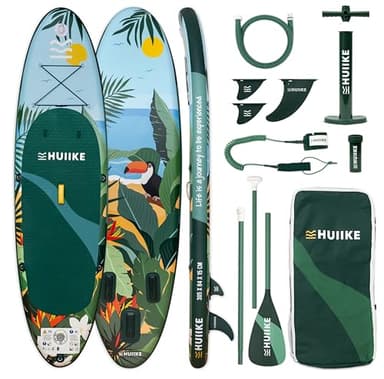 Tavola Sup Gonfiabile Adulti con Accessori Premium - HUIIKE | Stand Up Paddle Board Gonfiabile con Pagaia in Alluminio, Pompa, Leash | Tavola da Sup con Grande Stabilità | Tavole Gonfiabili 2 Posti