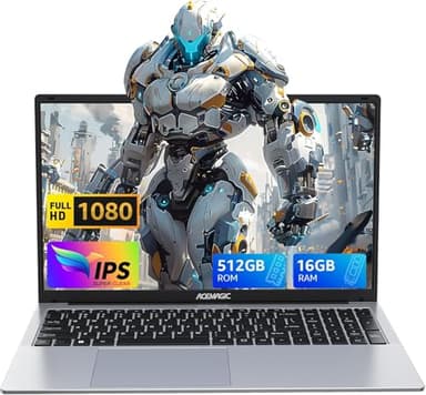ACEMAGIC PC Portatile 16GB DDR4 RAM 512GB SSD,Alder Lake-N N97【Battere N100/N95,Fino a 3.6Ghz】 Notebook,15.6" Full HD Computer portatile 2.4G/5G WiFi,BT5.0,Type_C, USB3.2,HDMI Ufficio(Grigio) 2024
