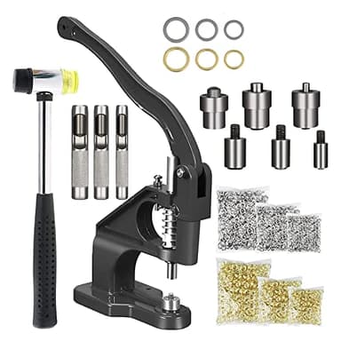 Set di pinze professionali per occhielli, pressa per occhielli e rivetti, con 1500 occhielli (diametro interno 6 mm, 10 mm, 12 mm), pinza per occhielli ideale per tessuti, teloni e tende da sole