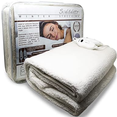 BAKAJI Coperta Elettrica Termica Matrimoniale in fibra di Lana con Telecomando a Tre Livelli di Calore Termocoperta Riscaldante Regolabile Scaldaletto Termocoperta Scalda Letto