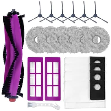 Heykewi Kit di accessori di ricambio per Eureka J15 Pro Ultra Aspirapolvere, 1 spazzola a rullo, 6 spazzole laterali, 6 Panni, 4 sacchetti per la polvere, 2 Filtri, 1 spazzola per la pulizia