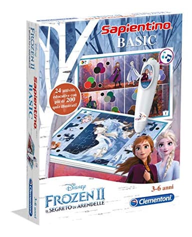 Clementoni Sapientino - Basic Frozen 2, Gioco Educativo Bambini 4-6 Anni, 200+ Quiz Interattivi con Penna Elettronica, Apprendimento di Forme, Colori e Numeri, Made in Italy, Lingua Italiana, 16237
