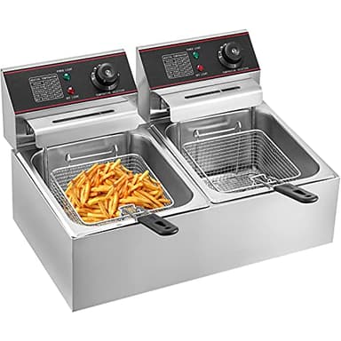 VEVOR Friggitrice Elettrica 5000W, Friggitrice Elettrica ad Olio 12L in Acciaio Inox, Friggitrice ad Immersione con Controllo di Temperatura 50~200°C, Friggitrice per Ristorante, Casa, Supermercato