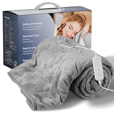 Coperte Elettriche-Coperta Termica Matrimoniale 130 x 180 Cm Coperta Riscaldante Elettrica Matrimoniale Timer 1-10h, Regolazione Della Temperatura A 9 Velocità La Termocoperta Elettrica è Adatta Per