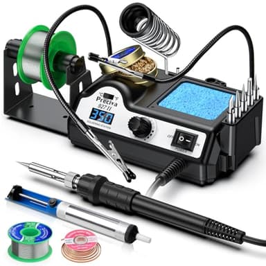 Saldatore, Stazione di Saldatura Preciva 927II con Due Clip Ausiliarie, Saldatore a Stagno Regolabile Digitale LCD da 60 W 90-480 ℃ con 5 Teste, Pulsanti ℉/℃, Funzione Sleep e Controllo Termostato