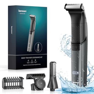 Kensen Rasoio Elettrico Corpo Uomo Impermeabile Rasoio Corpo Uomo 2 In 1 Depilatore Corpo Uomo Wet&Dry Rasoio Parti Intime Uomo con Pettini Regolabili 1-10 mm per Viso&Corpo 100 Minuti di Autonomia