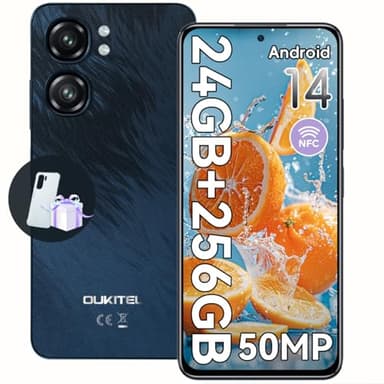 OUKITEL C58 Pro Smartphone Android 14-24GB RAM+256GB ROM(TF 1TB) Cellulare 6.7" HD+ 90Hz 5150mAh Telefono Cellulare Offerta 50MP+8MP Camera NFC/3 Slot/Fingerprint/Face ID/3.5mm Jack/OTG,nero