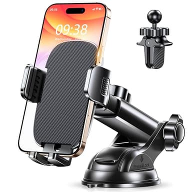 Glangeh Porta Cellulare Auto [Tecnologia di Presa Superiore], [Super Ventosa e Girevole a 360°] Supporto Telefono Auto per Ventilazione Cruscotto Parabrezza, Rilascio con Una Mano per Smartphone 4-7"