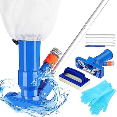 Aspirapolvere Piscina,Aspiratore a Mano per Piscine,Set di Aspirapolvere per Piscina,Aspiratore per Piscina con Palo Regolabile,Kit Pulizia Piscina per la Piscine, Piscine Termali, Acquari