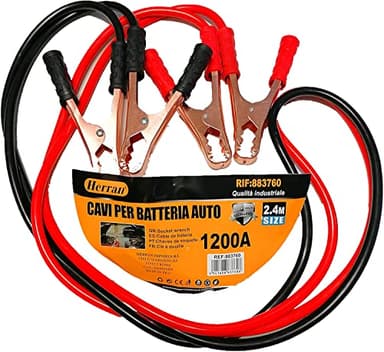 Herran Cavi per Batteria Auto 1200AMP-Cavi di Avviamento per Batteria Amperaggio1200A, Cavi di Collegamento 2,4metri