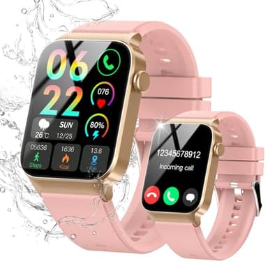 VKROBAG Smartwatch Uomo Donna, 1.85" Orologio Smartwatch con Effettua/Risposta Chiamate, 113 Sportive Smart Watch con Contapassi/Sonno/Cardiofrequenzimetro, Impermeabil IP68 Fitness Tracker Rosa