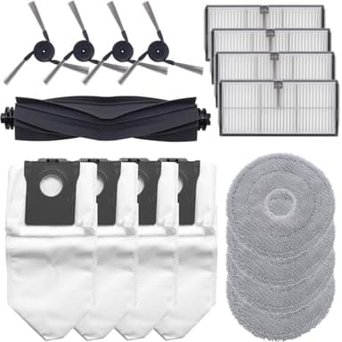 Geoviizon 17 Pezzi Kit di Accessori di Ricambio per Dreame X40 Ultra, X40 Ultra Complete Aspirapolvere, 1 Spazzola Principale, 4 Filtri Hepa, 4 Sacchetti, 4 Mop, 4 Spazzole Laterali