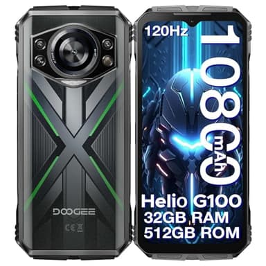 DOOGEE S cyber Pro Rugged Smartphone, 32(12+20) GB+512GB Helio G100, 10800mAh/33W 6,6" FHD+ 120Hz Smartphone, 50MP+32MP Telefono Indistruttibile, Android 14, IP68/IP69K/Dual SIM//NFC/OTG, Verde