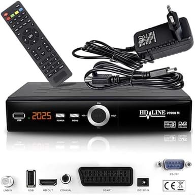 Hd-line 20900 M - Ricevitore Digitale Satellitare, (HDTV, DVB-S/S2, HDMI, SCART, 2 porte USB 2.0, Full HD 1080p) [preprogrammato per Astra Hotbird Türksat] Solo per i canali tedeschi