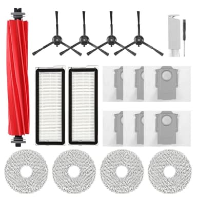 Spofan Accessori di ricambio per Roborock Q Revo S, Qrevo Pro, Qrevo Plus, 1 spazzola principale, 4 spazzole laterali, 2 filtri HEPA, 4 salviette, 6 sacchetti per la polvere, 1 spazzola per la pulizia