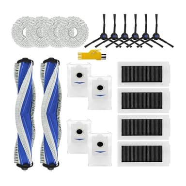 Laimaiou Kit Accessori di Ricambi per ECOVACS DEEBOT X5 Omni Robot Aspirapolvere 20 Confezioni 2 Spazzole principali, 4 Filtri, 6 Spazzole laterali, 4 Panni Mop, 4 Sacchetti polvere