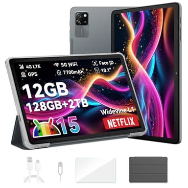 Blackview Tab60 Pro Tablet 10 Pollici (2025) Tablet Android 15, 12GB+128GB (TF 2TB), 5G Wi-Fi + 4G LTE, Octa Core T606, Batteria 7700mAh, Widevine L1/GMS/GPS/AI Camera, Tablet Pc con Custodia