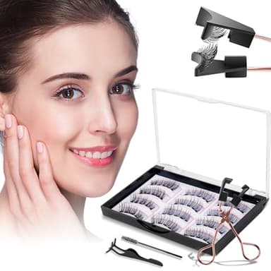 Ciglia Finte Magnetiche, 3D Ciglie Magnetiche Naturale, Fake Lashes Magnetic Senza Eyeliner, Riutilizzabili Kit Estensione Ciglia Completo, Magnet Eyelashes Con Pinze (Nero)