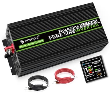 Novopal Power Inverter Onda Sinusoidale Pura 1500W 3000W Trasformatore di Potenza Convertitore DC 12V in AC 220V 230V Invertitore di Tensione,2 EU Presa con Uscita USB 5M di Telecomando