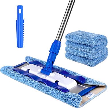 MR.SIGA Mop professionale in microfibra per la pulizia di pavimenti in legno duro, laminato e piastrelle, manico in acciaio inossidabile