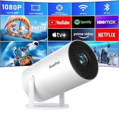 [Netflix Ufficiale e Autofocus Motorizzato] Xuanpad Mini Proiettore, Videoproiettore con Bluetooth e Wifi, Supporta 1080P, Correzione Trapezoidale Automatica, Design Antipolvere e Dissipazione Termica