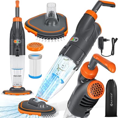 KESSER® Vacuum Cleaner per Piscina con Batteria Ricaricabile + Copertura | Vacuum Cleaner Elettrico per Piscina Manuale | con Filtro e Sistema a 2 velocità |Senza Cavi 15 m³, Fino a 15 m³,