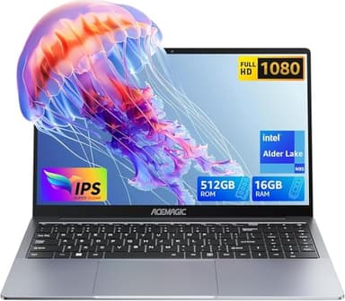 ACEMAGIC Computer portatile da 15,6 pollici 16 GB DDR4 512 GB SSD (espansione 2 TB), Alder Lake N95(fino a 3,4 Ghz) Portatile, 1920 x 1200, HDMI,WiFi6,2.4 G/5G, USB 3.2 e Tipo C