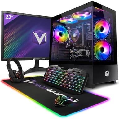 Vibox I-96 PC Gamer Completo • 22" Monitor • AMD Ryzen 3 3200G 4,0 GHz • Radeon Vega 8 • 8 GB RAM • 480GB SSD • Linux OS • WiFi