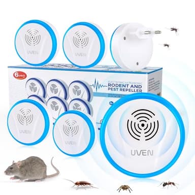 Ultrasuoni per Topi 6 Pack, Antizanzare Repellente Ultrasuoni, Anti Zanzare Elettrico Ultrasuoni Antizanzare per Topi, Zanzare, Ratti, Formiche, Insetti, Scarafaggi, Ragni, Flea, e Altri Roditori