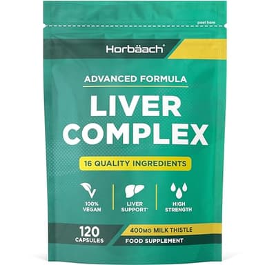 Liver Detox | con Cardo Mariano, Estratto di Carciofo, Radice di Tarassaco, Curcuma, Vitamina C, D e Altro | 120 Capsule Vegane | Integratore Depurativo Fegato | Funzione Epatica | di Horbaach