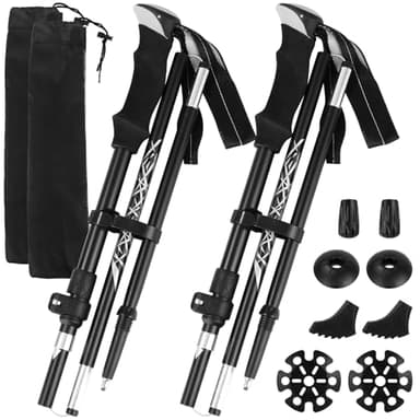 LEAZZLE Bastoncini da Trekking, Bastoni Nordic Walking Pieghevoli Regolabile 110-130cm, Bastone da Trekking Alluminio & Carbonio,Bastoni Trekking per Montagna Escursionismo Campeggio Neve Uomo & Donna