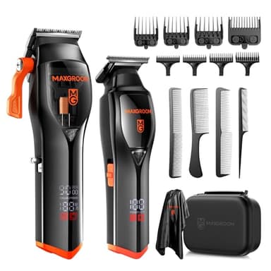 MAXGROOM Kit Tagliacapelli Uomo Professionale con Motore a 9000 giri/min e Levitazione Magnetica, Macchinetta per Capelli, Rasoio Elettrico Capelli Senza Fili con Lama Rivestita DLC e 8 Pettini Giuda