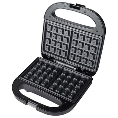 Progress EK5852P Macchina per Waffle doppia – Macchina per dessert elettrica, piastre da cucina antiaderenti, Ferro per waffles belga/americane, controllo automatico della temperatura, 750W