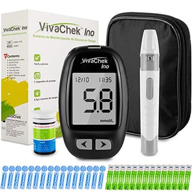 Glucosio nel Sangue Kit Aggiornamento 2022 Misuratore di Glicemia Diabetes Test Kit Trasmissione Dati tramite MicroUSB Avviso di Ipoglicemia e Chetoni con 50 strisce e 50 lancette mg/dL