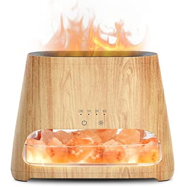 SALKING 2 in 1 diffusore di olio essenziale & Lampada 100% Puro sale himalaya, Ultrasuoni Aromaterapia con Luce a Effetto Fiamma, Umidificatore con 3 Luminosità, 150ml