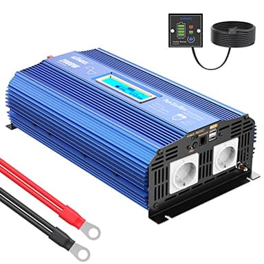 Giandel Power Inverter 2000W Onda Sinusoidale Pura Convertitore DC 12V a AC 220V 230V con telecomando & LCD Display e 2 presa AC e 2 Porte USB per auto,camion camper